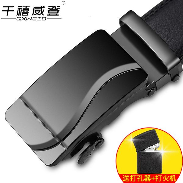 

automatic buckle men's middle-aged leather pants belt leisure fashion student smooth youth business, Black;brown