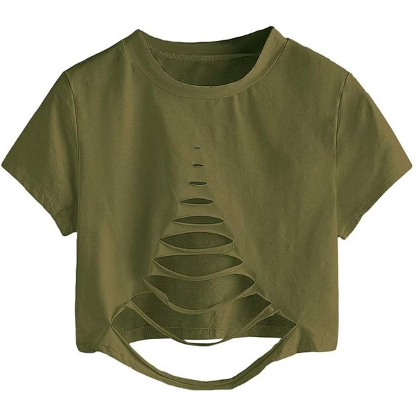 

woman tshirts graphic t shirts women fashion casual o-neck short sleeve solid color hole t-shirt mujer camisetas women's, White