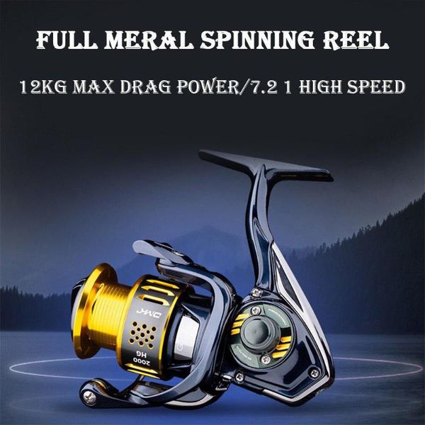 

full metal spinning reel 12kg max drag power 7.2:1 high speed 9+1bb gear ratio fishing cnc spool line cup handle baitcasting reels