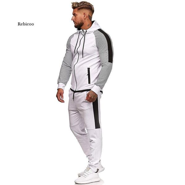 

men's tracksuits hoodies sweatshirt sets men fashion casual hooded tracksuit suit male hoodie pants joggers set winter gym sportsuit, Gray