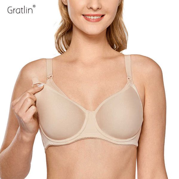 Gratlin Reggiseno per Allattamento Premaman Taglie Forti da Donna con Ferretto Intimo Imbottito Completo C-H Cup Y0925