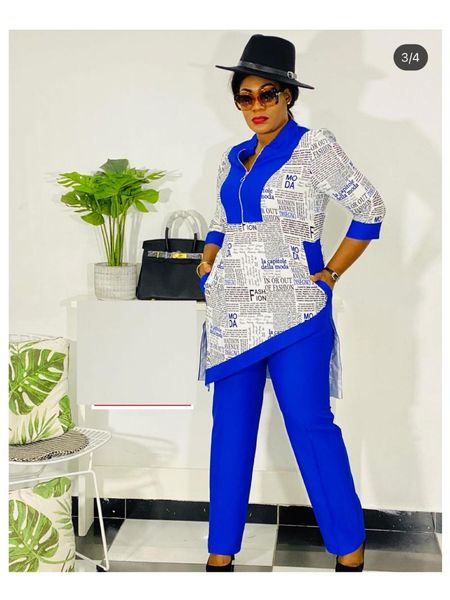 

ethnic clothing 2021 arrival fashion style african women printing two pieces sets and pant clothes, Red