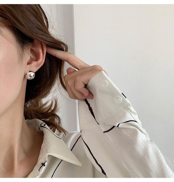 

hoop & huggie real 925 sterling silver irregular cracking ball earrings for fashion women fine jewelry hiphop accessories gift, Golden;silver