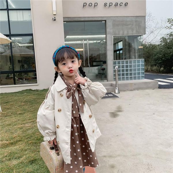 

coat girls baby's kids windbreaker jacket outwear 2021 beige spring autumn cotton buttons cardigan school children's clothing, Blue;gray