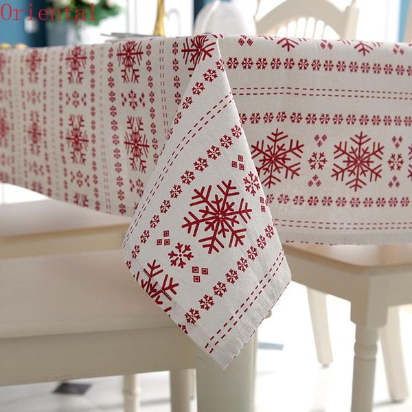 

customizable linen cotton tablecloth red snowflakes christmas table cloth for wedding banquet washable cover textiles