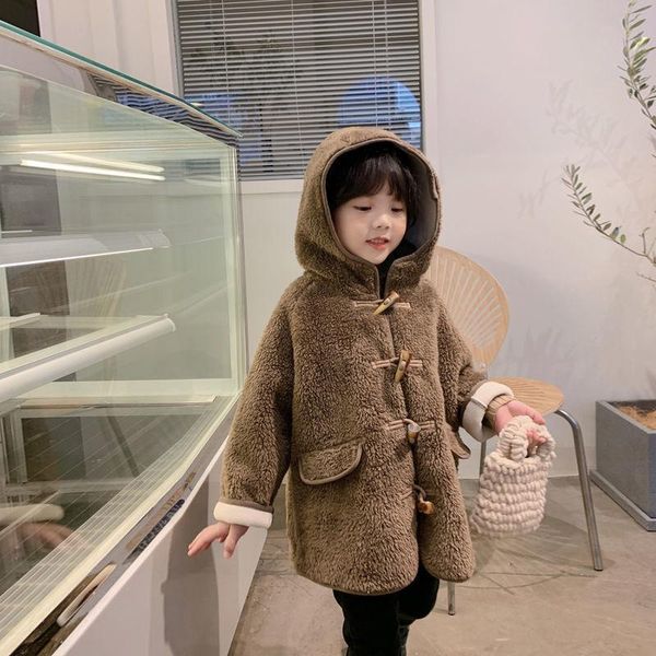 

jackets girls kids coat jacket overcoat 2021 fuzzy warm plus thicken velvet winter outwear teenagers sport outfitsÂ children's clothing, Blue;gray