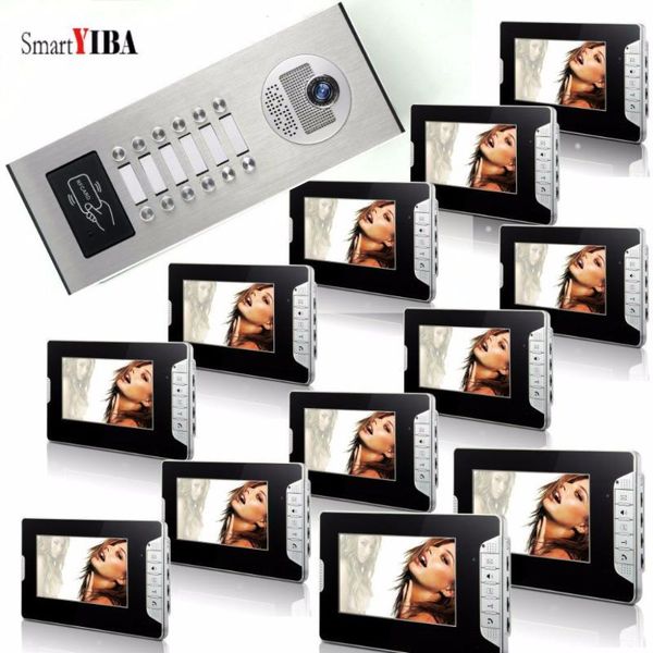 

smartyiba building intercom for 2 to 12 families 7 inch lcd video apartment door phone doorbell camera system phones