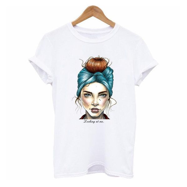 

women's t-shirt women short sleeve cartoon print harajuku ffv061, White