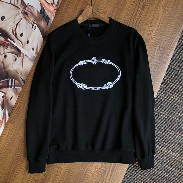 

luxury brand hoodie 2021 men's and women's long sleeve round neck embroidered pullover sweater designer clo, Black