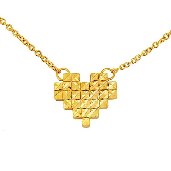 

chains gold-plated silver heart-shaped checkered necklace women's collar fashion jewelry clavicle pendant small