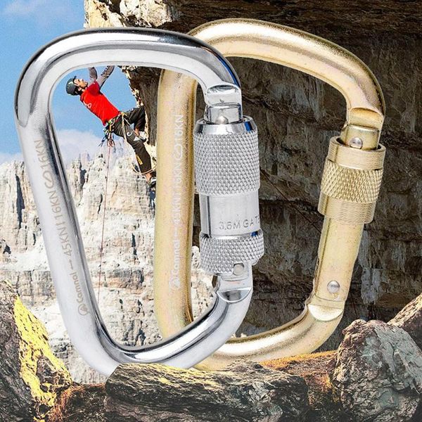 

cords, slings and webbing climbing carabiner - ce certificated clip | heavy duty locking for climbing, rigging, ropes, hammocks, 45kn
