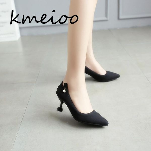 

kmeioo women pumps brand shoes high heels pointed toe wedding dress, Black