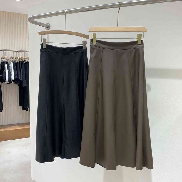 

skirts 1037 early autumn striped pu leather skirt is not refundable, Black