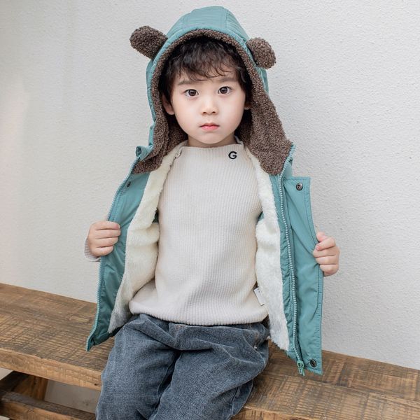 

autumn winter children down cotton vests coats 2-6y warm hooded waistcoats for boys and girls solid color vests children clothes, Camo