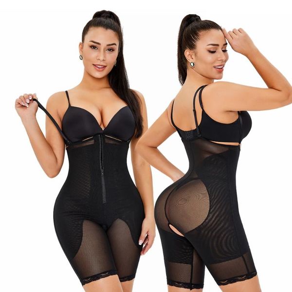 Intimo elasticizzato e modellante da donna Faja Body Shaper con cerniera Donna che dimagrisce Shapewear Mesh Traspirante Vita Trainer Tummy And But Lifter One Piece