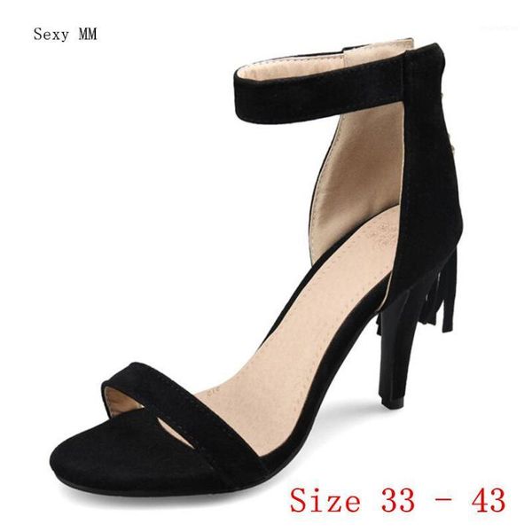 

women gladiator sandals high heels pumps summer shoes woman heel small plus size 33 - 431, Black