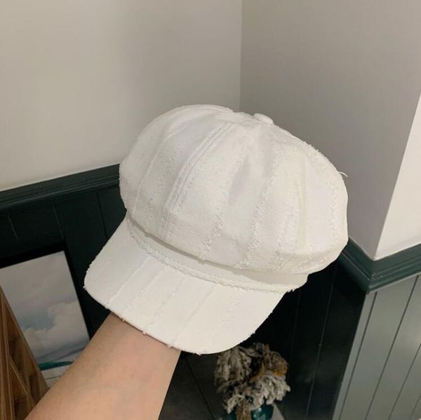 

female japanese casual trendy frayed octagonal berets haps caps dmlm046a fashion wild style retro literary painter beret, Blue;gray