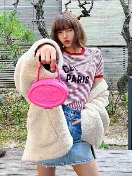 

2022 factory wholesale new model spring summer same short sleeve arc de navy letter stripe print t-shirt women ce, White