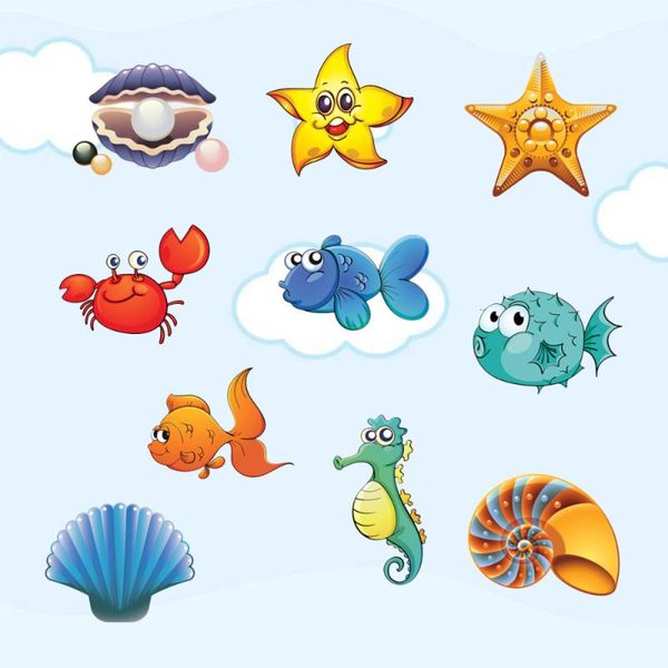 

cartoon anti-slip self-adhesive sticker creative decals for bathroom bath tub shower surfaces (sea world style) mats