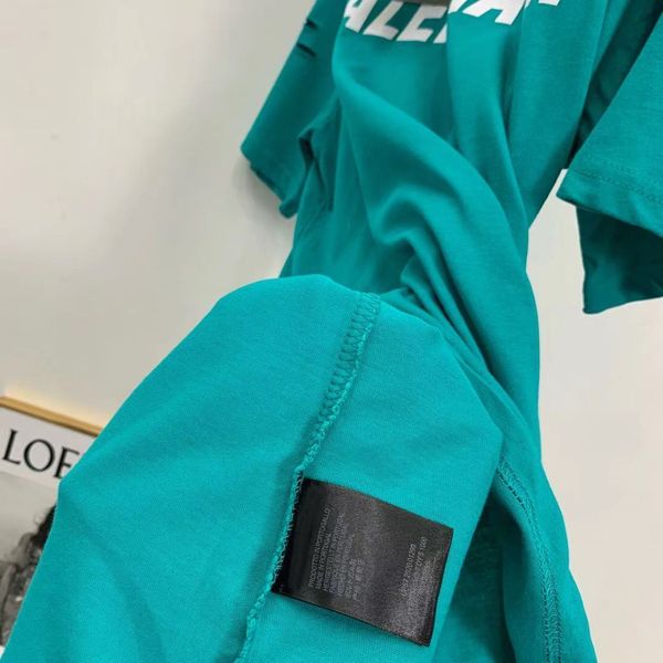 

t-shirt 2021 summer loose hole green blue large female european fashion brand, Gray