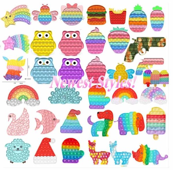 

tiktok rainbow push bubble it fidget sensory toys pendents stress reliever stress relief toys anxiety relief toys for kids birthday party gi
