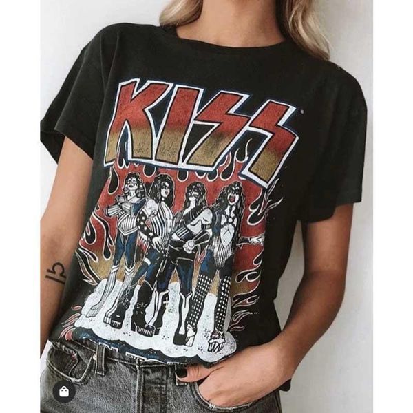 

super chic black graphic women tees band cotton casual vintage summer cap sleeve short female, White