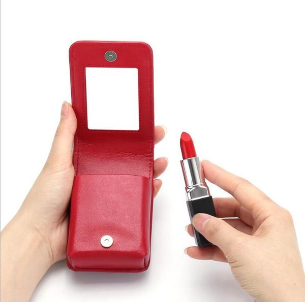 

cosmetic bags & cases leather lipstick bag with mirror makeup travel pouch organizer portable beauty case