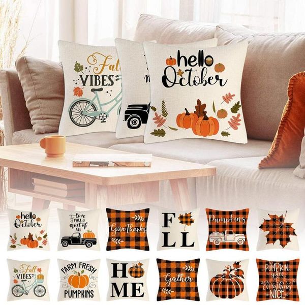 

pillow case 4pcs throw exquisite pumpkin lattice printed pillowcase thanksgiving home decorative cover