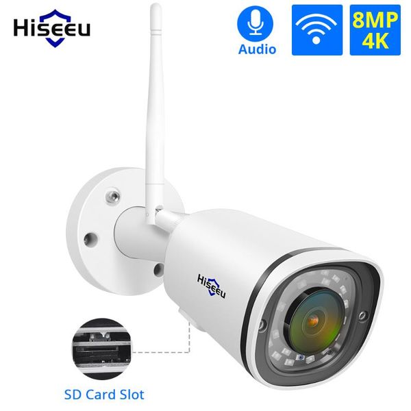 

hiseeu 4k wireless wifi camera sd card slot outdoor waterproof 8mp 5mp 4mp 2mp security ip for poe nvr onvif app remote cameras