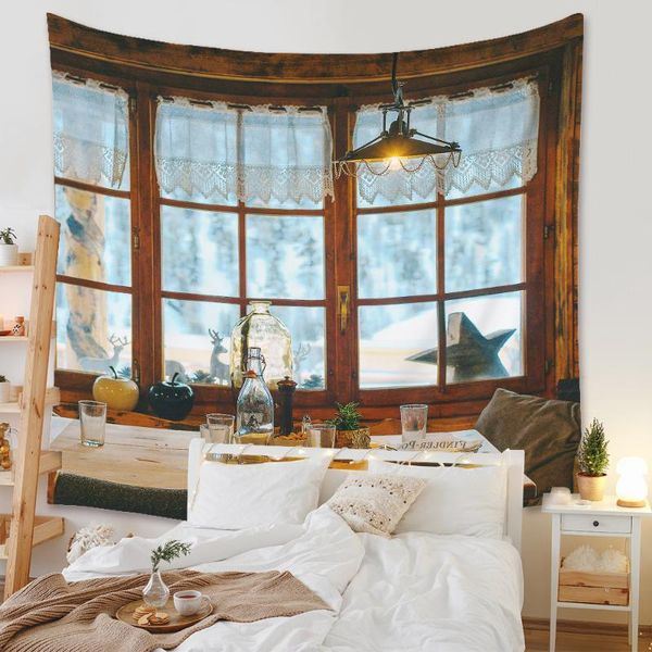 

tapestries vintage window tapestry christmas room decor wall hanging cloth boho home apartment decoration tapiz