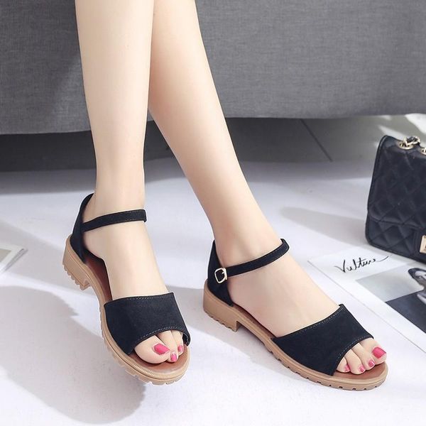 

square heel sandals women's korean version 100. platform thick bottom anti slip fish mouth low, Black