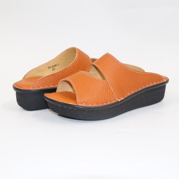 

slippers thick bottom leather women comfortable, Black