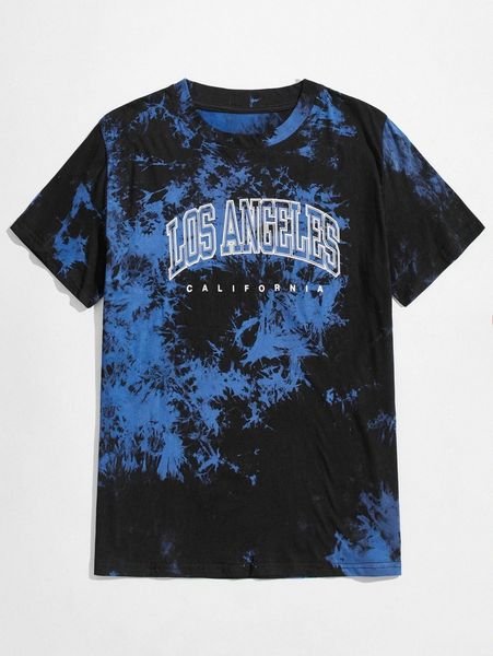 

romwe guys letter tie dye tee d205#, White;black