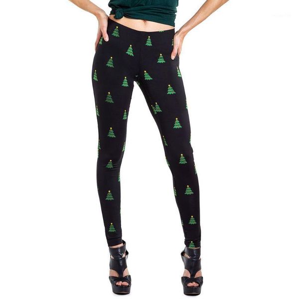 

autumn and winter christmas printed leggings stretch warm pants tight socks high waist pregnant women can wear women's, Black