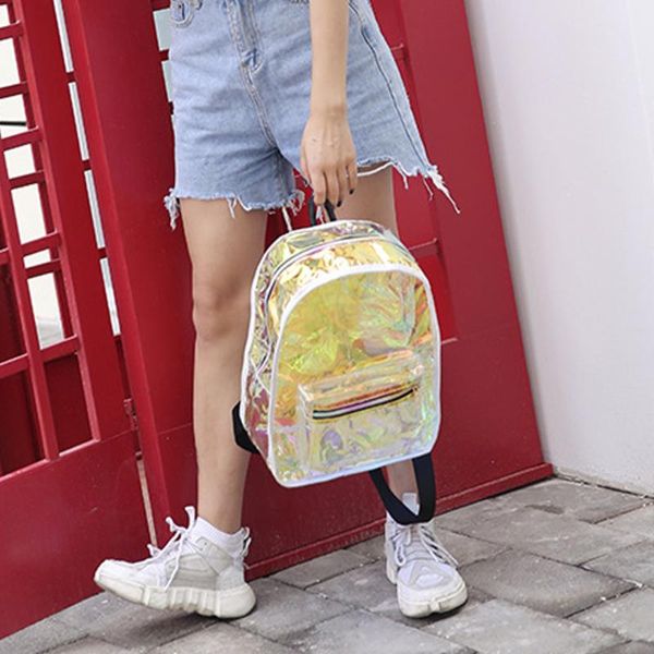 

outdoor bags fashion women clear tote backpack cross body shoulder jelly bag laser