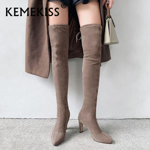 

boots kemekiss size 33-43 arrivals women long thick high heels fashion over the knee boot office lady female footwear, Black