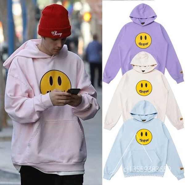 

Drew smiling face house Justin Bieber same coat men' and women' Hoodie sweater loose high street couple, Blue