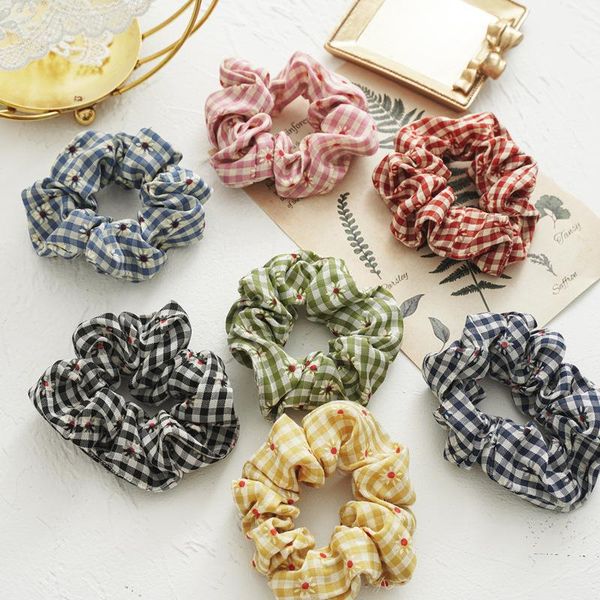 

hair accessories japan and south korea summer daisy sun retro tartan art large circle girl ball rope, Slivery;white