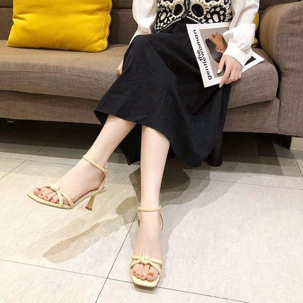 

ankle strap women sandals summer fashion brand thin high heels gladiator sandal shoes narrow band party dress pump, Black