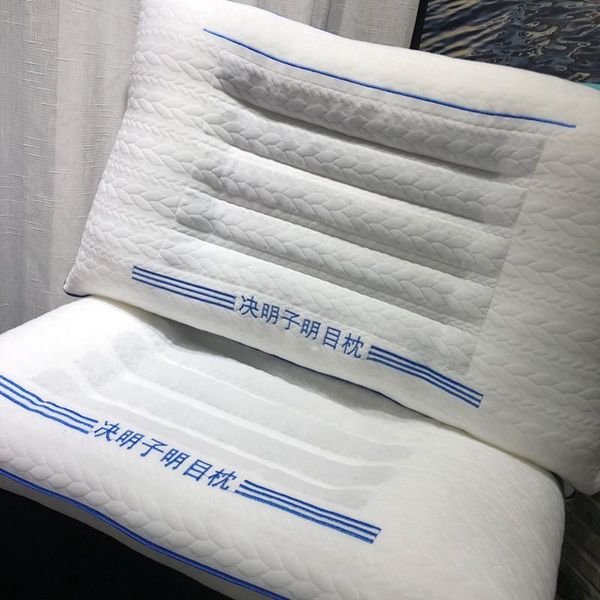 

pillow white sleeping semen cassiae+polyester filling neck healthcare cushion knitted cotton&polyester face home textile bedding