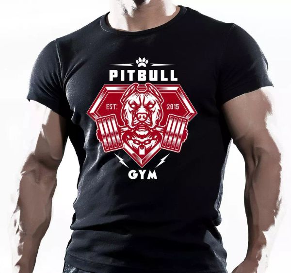 

pitbull gym training bodybuilding motivation t-shirt mma workout clothing top, White;black