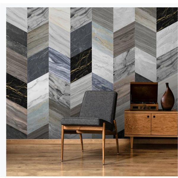 

wallpapers modern minimalist 3d solid geometric stone grain wood combination background wall mural