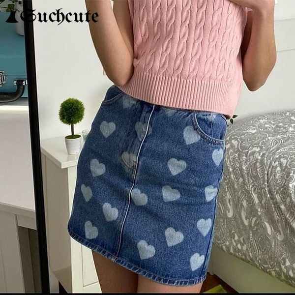 

casual dresses korean fashion heart print denim skirt for women high-waisted streetwear y2k aesthetic jeans s harajuku mini 6hnk, Black;gray