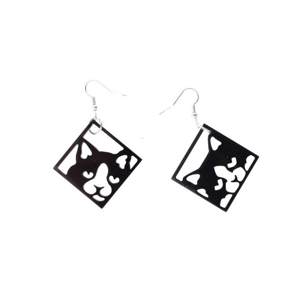 

earrings acrylic square geometric asymmetry cat earrings, Golden