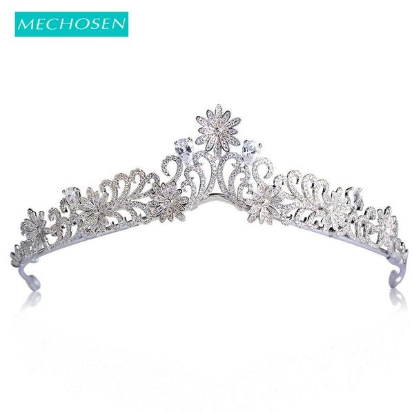 

hair clips & barrettes mechosen luxury queen crown hairwear full rhinestone zirconia flower tiaras silver color copper bridal wedding access, Golden;silver