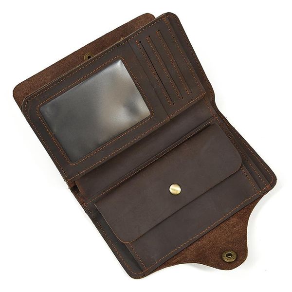 

wallets fashion crazy horse leather men women multi-card holder genuine cow wallet big capacity vintage purse money bag, Red;black