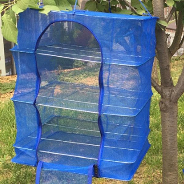 

1pcs foldable 4 layers drying rack for vegetable fish dishes mesh hanging net natural way to dry laundry storage & organization