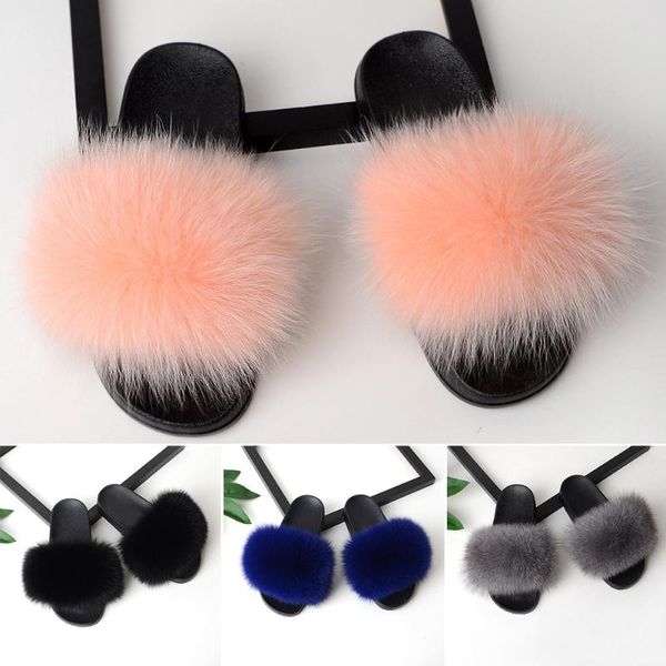 

indoor outdoor soft faux fur ladies sandals flip flop fluffy daily beach slip on flat heel autumn women slippers summer, Black