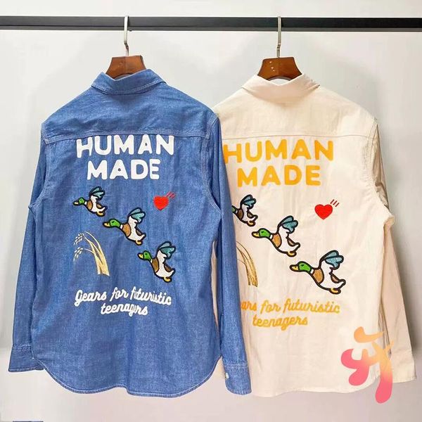 

men's jackets humanmade shirt duck embroidered human made fashion oversize women's shirts, Black;brown