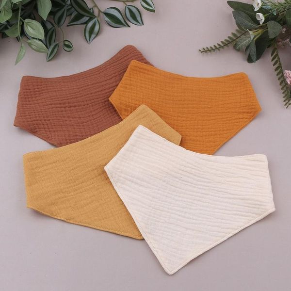 

bibs & burp cloths 4 pcs soft cotton triangle scarf solid color snap button bib baby feeding drool saliva towel infants bandana cloth for